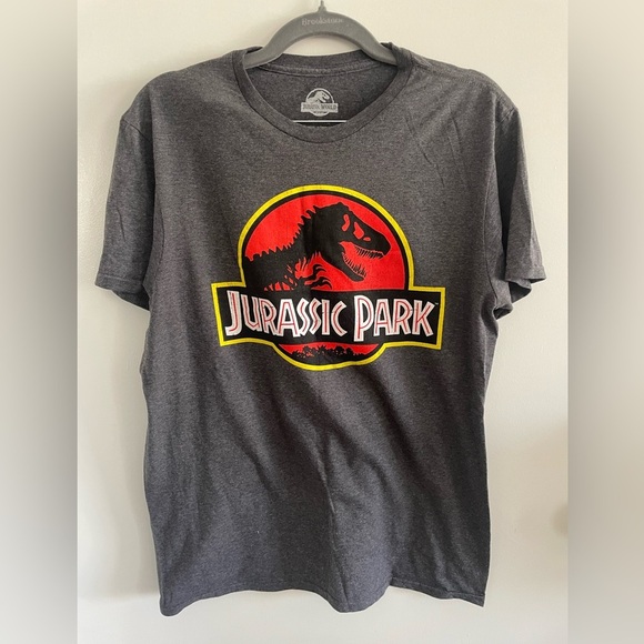 Men's Jurassic Park Graphic T-Shirt Charcoal Heather - Size M - Picture 1 of 2